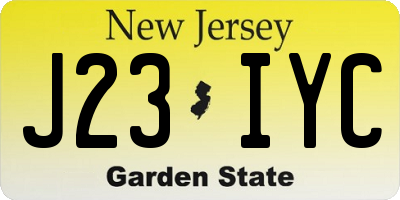 NJ license plate J23IYC