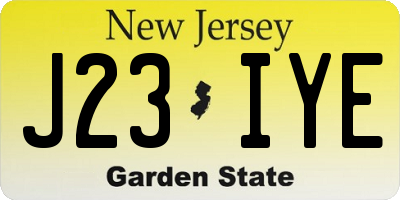 NJ license plate J23IYE