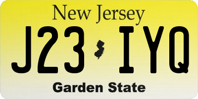 NJ license plate J23IYQ