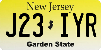 NJ license plate J23IYR