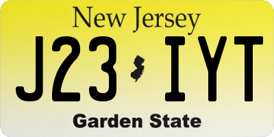NJ license plate J23IYT