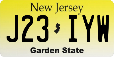 NJ license plate J23IYW