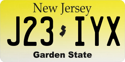 NJ license plate J23IYX
