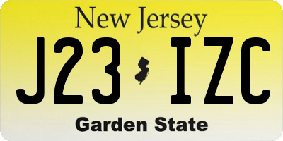 NJ license plate J23IZC