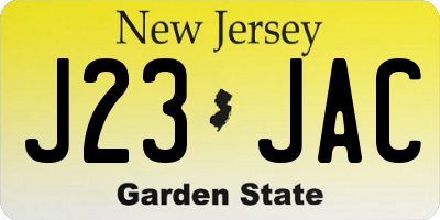 NJ license plate J23JAC