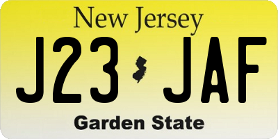 NJ license plate J23JAF