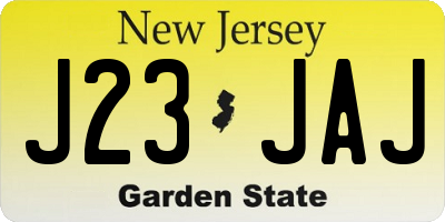 NJ license plate J23JAJ