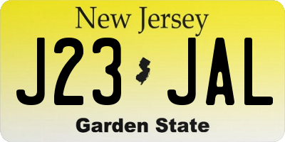 NJ license plate J23JAL