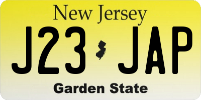 NJ license plate J23JAP