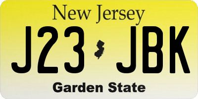 NJ license plate J23JBK