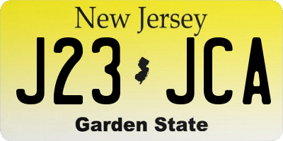 NJ license plate J23JCA