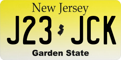 NJ license plate J23JCK