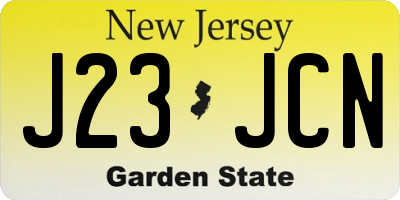 NJ license plate J23JCN