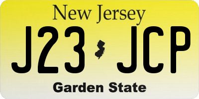 NJ license plate J23JCP
