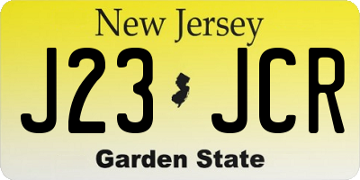 NJ license plate J23JCR