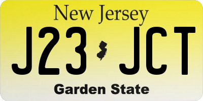 NJ license plate J23JCT