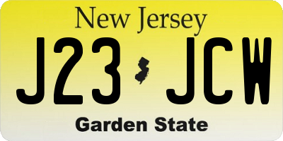 NJ license plate J23JCW