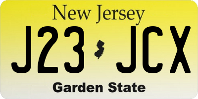 NJ license plate J23JCX