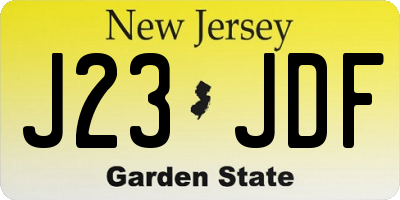 NJ license plate J23JDF