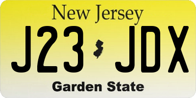 NJ license plate J23JDX