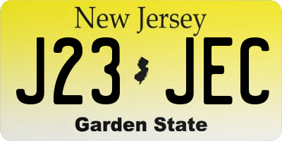NJ license plate J23JEC