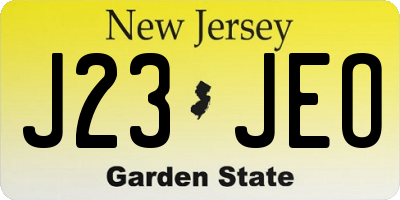 NJ license plate J23JEO