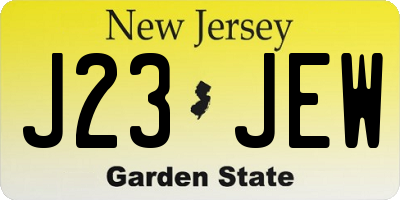 NJ license plate J23JEW