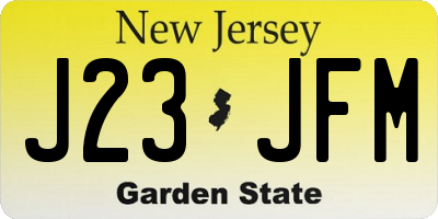 NJ license plate J23JFM