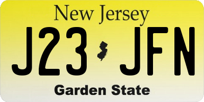 NJ license plate J23JFN