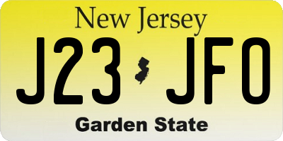 NJ license plate J23JFO
