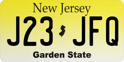 NJ license plate J23JFQ