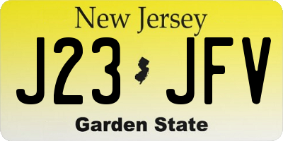 NJ license plate J23JFV