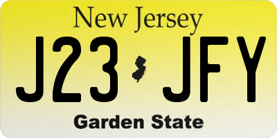 NJ license plate J23JFY