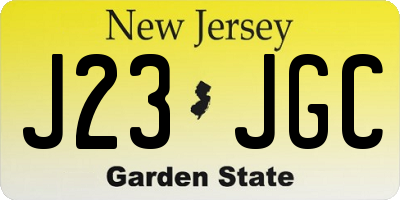 NJ license plate J23JGC