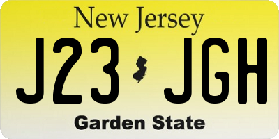NJ license plate J23JGH
