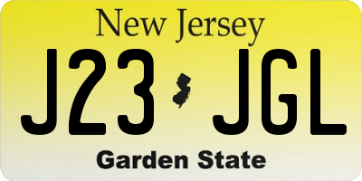 NJ license plate J23JGL