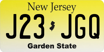NJ license plate J23JGQ