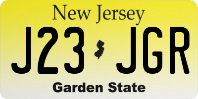 NJ license plate J23JGR