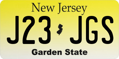 NJ license plate J23JGS