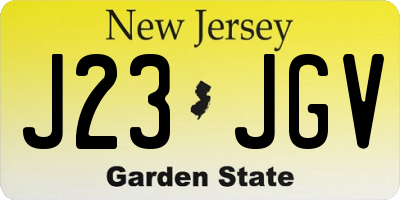 NJ license plate J23JGV