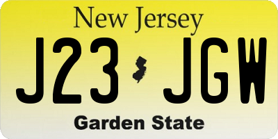 NJ license plate J23JGW