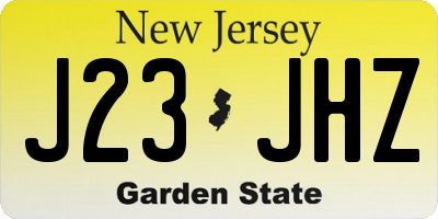 NJ license plate J23JHZ