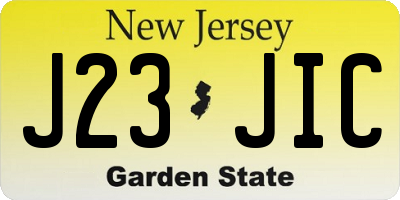 NJ license plate J23JIC