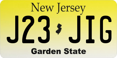 NJ license plate J23JIG