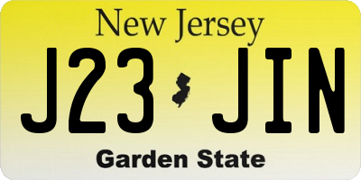 NJ license plate J23JIN
