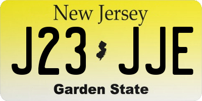 NJ license plate J23JJE