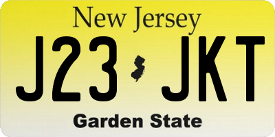 NJ license plate J23JKT