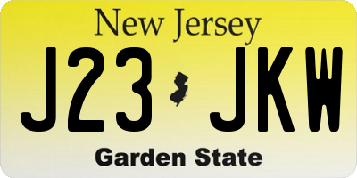 NJ license plate J23JKW