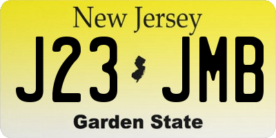 NJ license plate J23JMB