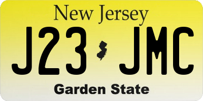 NJ license plate J23JMC